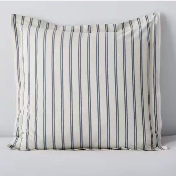 The Company Store Narrow Stripe Classic Cool Cotton Percale Pillow Sham-Euro - Picture 1 of 6
